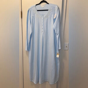NWT MISS ELAINE WOMAN 3X LOUNGEWEAR/SLEEPWEAR/PAJAMA BLUE CUDDLEKNIT POPOVER